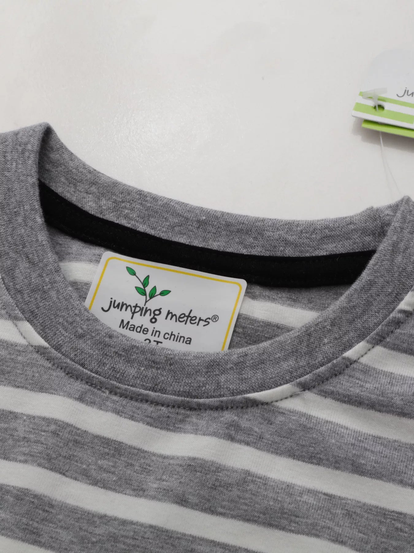 Children's Excavator Striped Round Neck T-Shirt