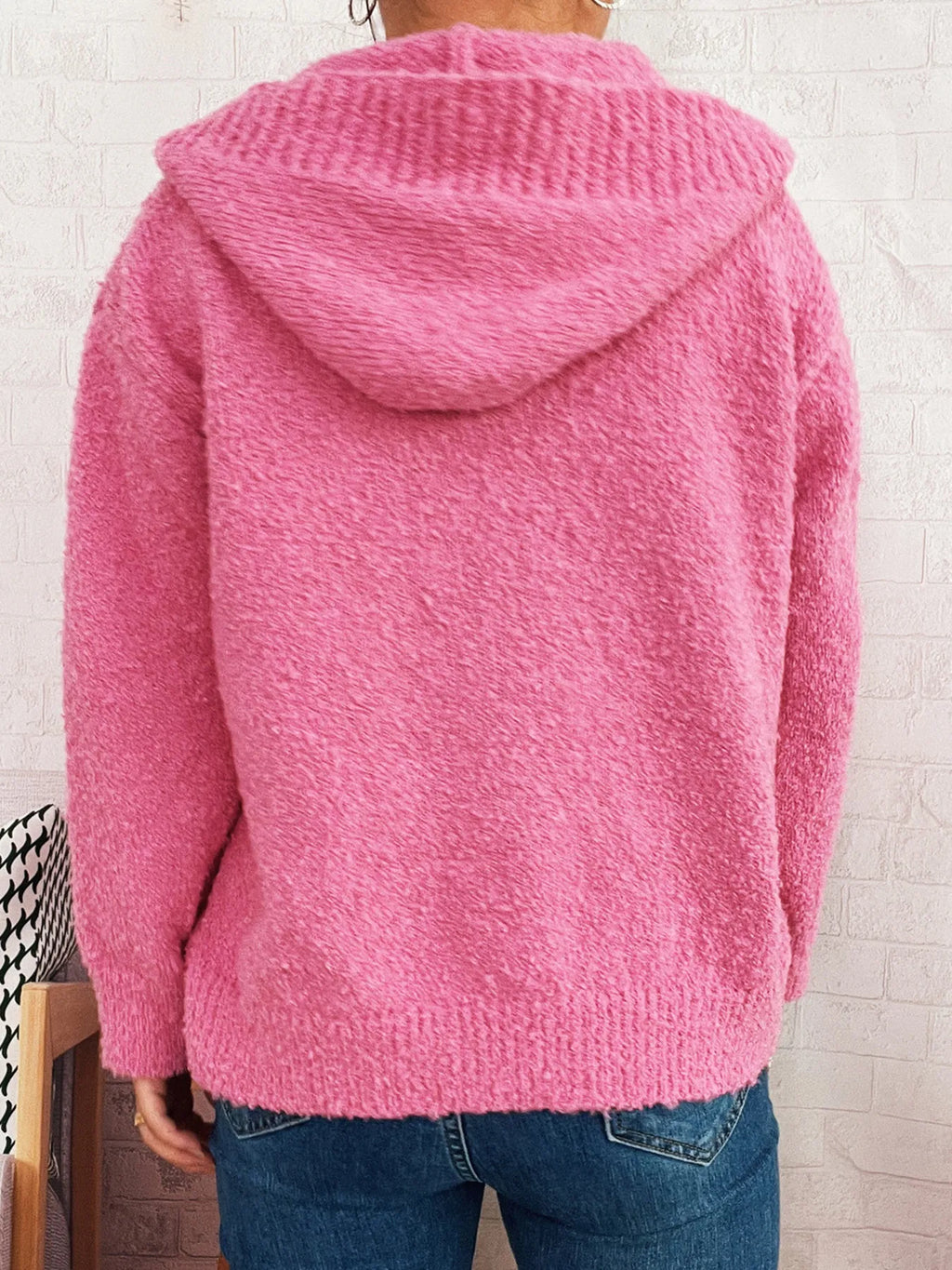 Cozy Button-Up Hooded Cardigan