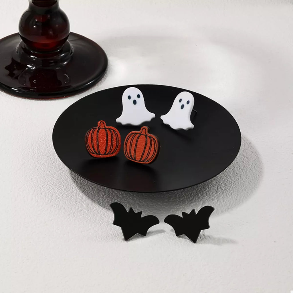 3 Piece Halloween-Themed Stud Earrings