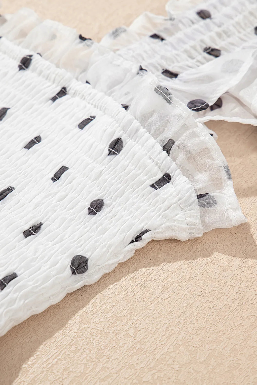 Polka Dot Ruffle Sleeve Smocked Midi Dress