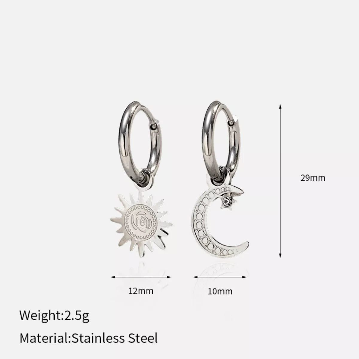 Sun and Moon Dangle Hoop Earrings