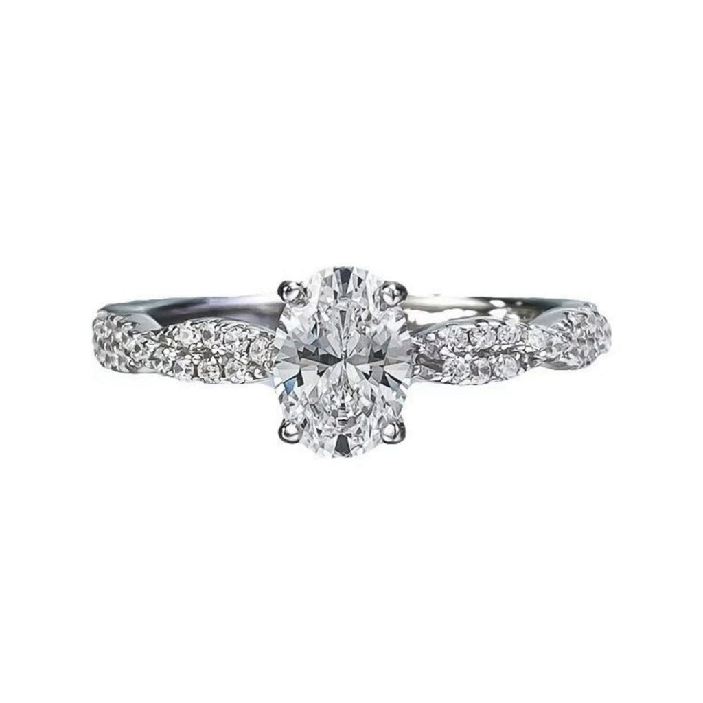 1 Carat Moissanite 925 Sterling Silver Oval Ring