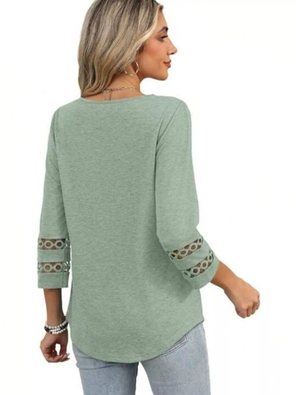 Full Size V-Neck 3/4 Sleeve T-Shirt Plus Size