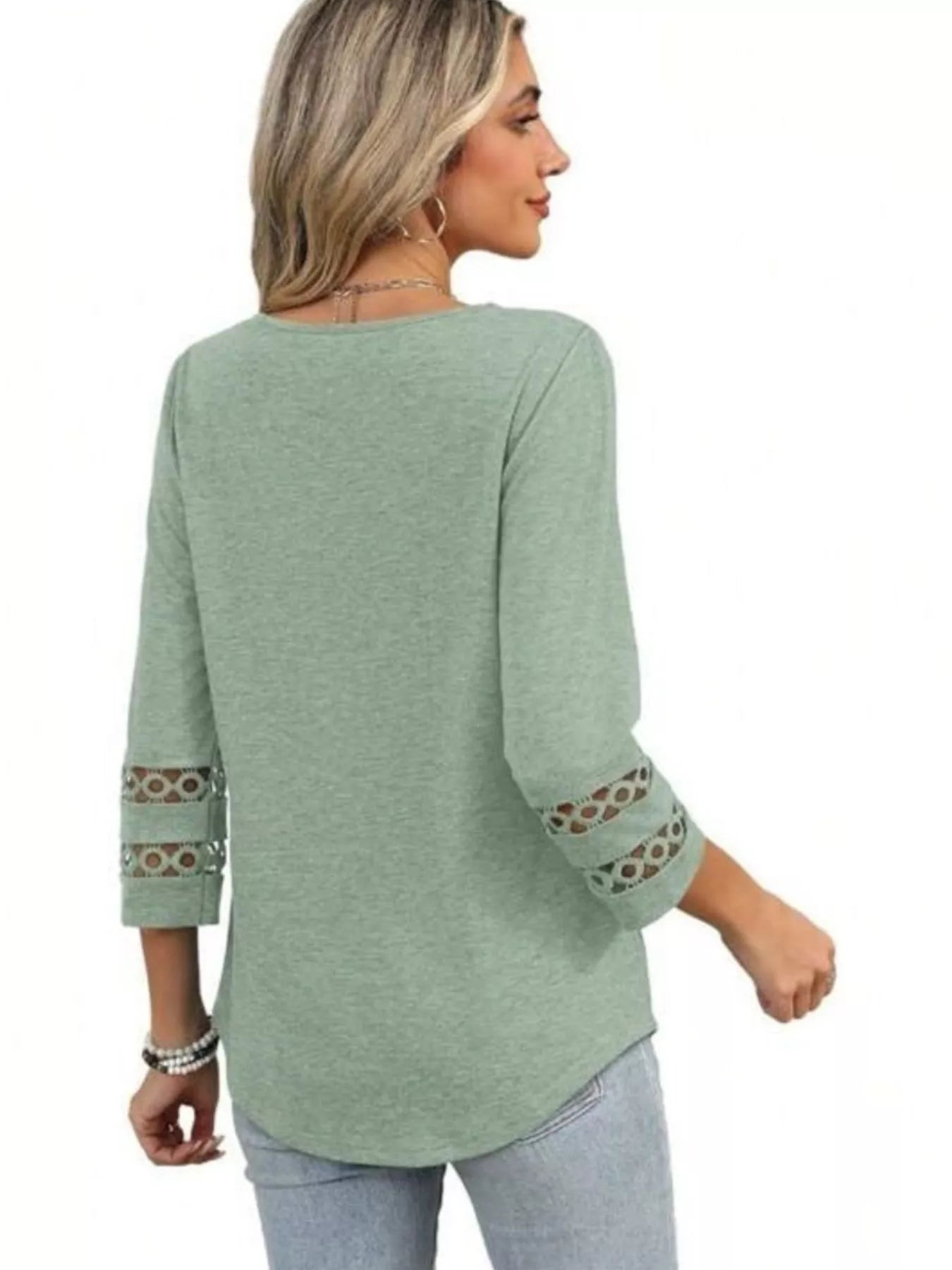 Full Size V-Neck 3/4 Sleeve T-Shirt Plus Size