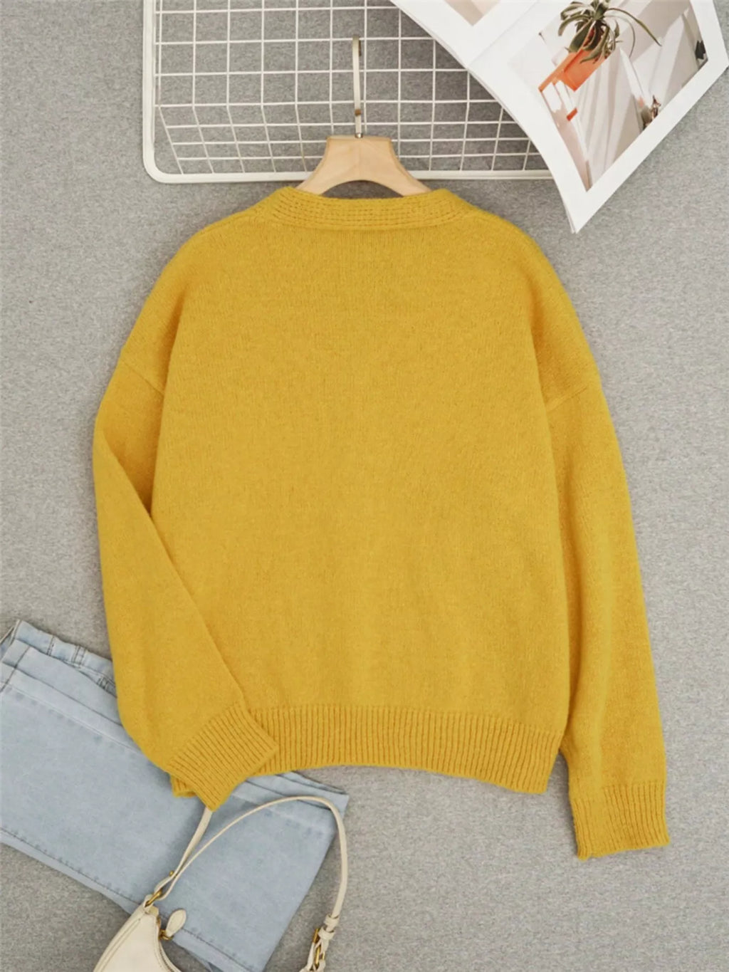 Bee Embroidered Button-Down Cardigan