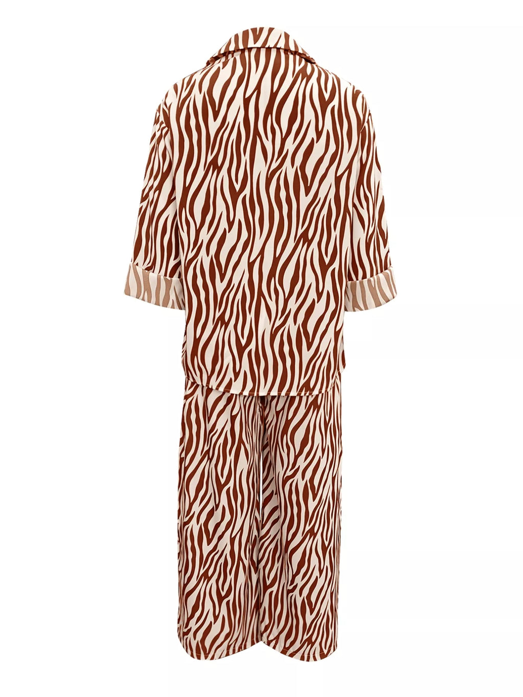 Zebra Print Relaxed Fit Top and Pants Two-Piece Set