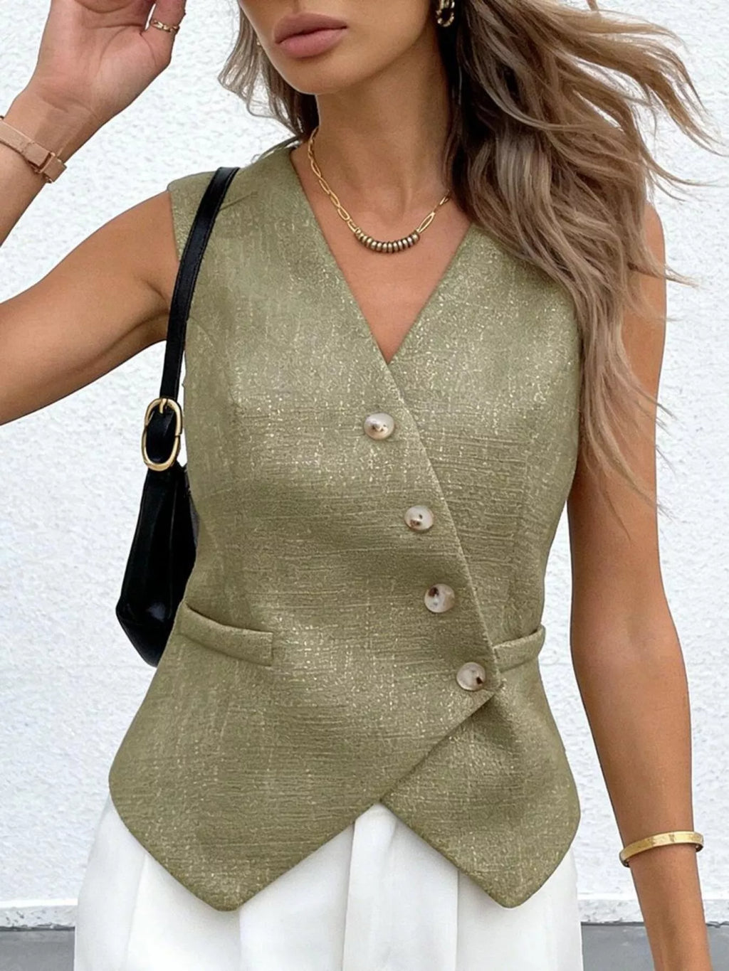 Asymmetrical Button-Down Vest