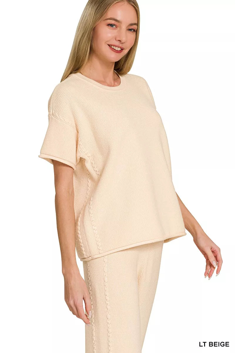 Zenana Viscose Round Neck Top & Pants Set