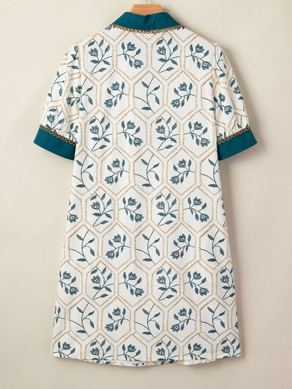 Floral Print Polo Collar Casual Mini Dress