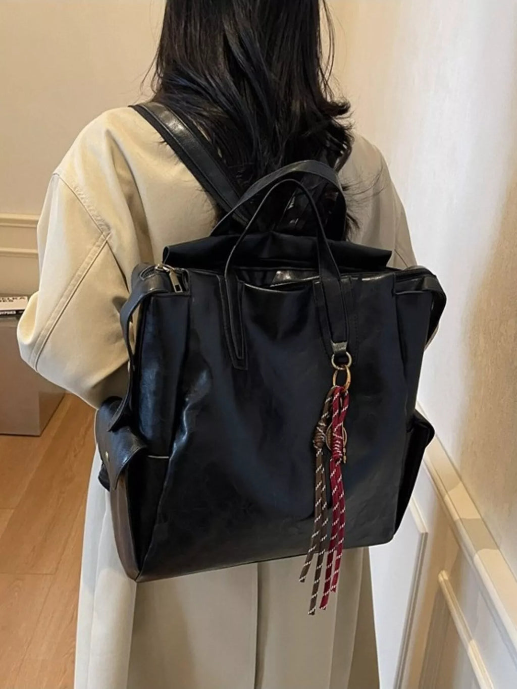 Vintage Leather Convertible Backpack Bag