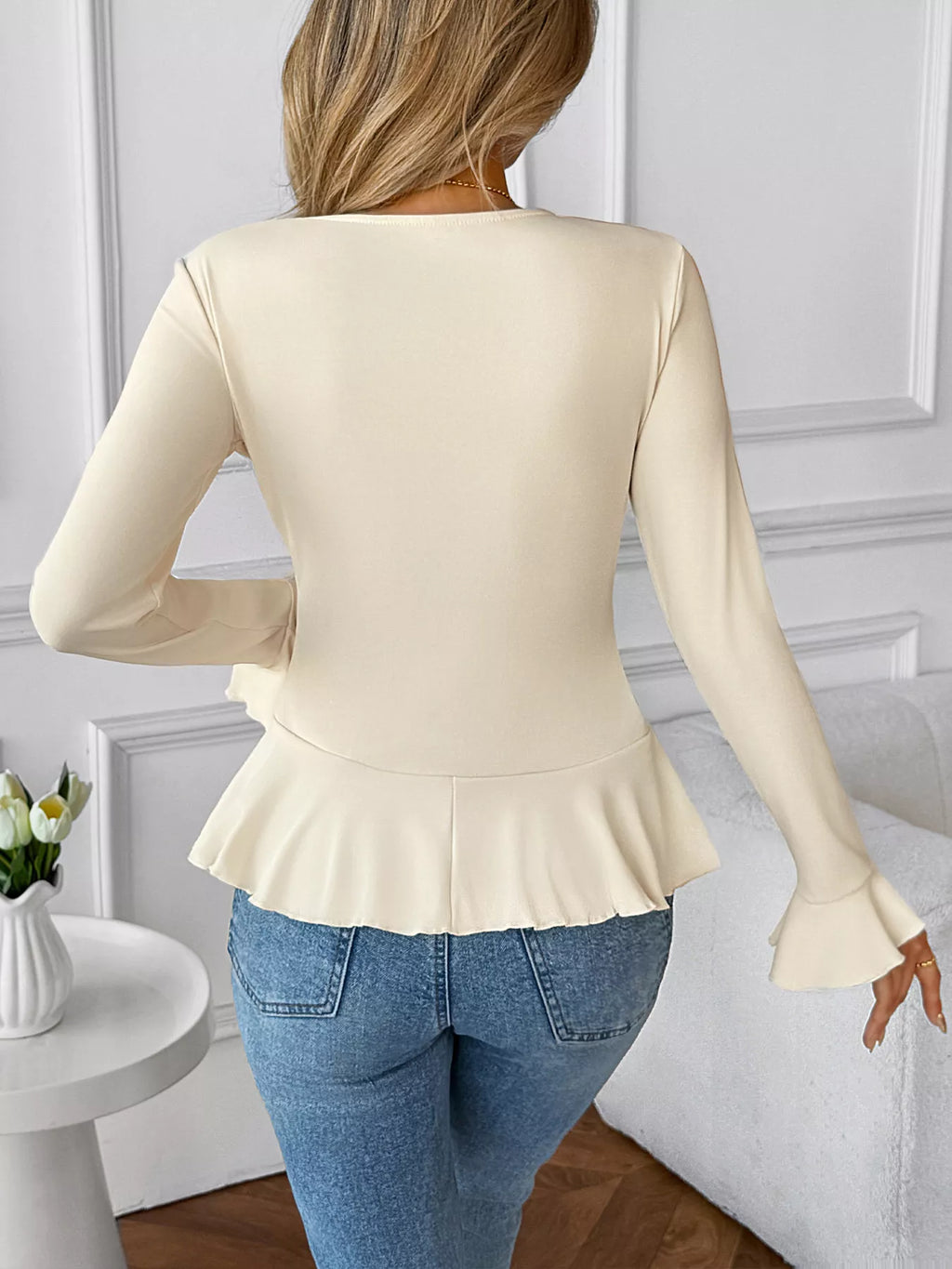Ruffled Flounce Sleeve Blouse
