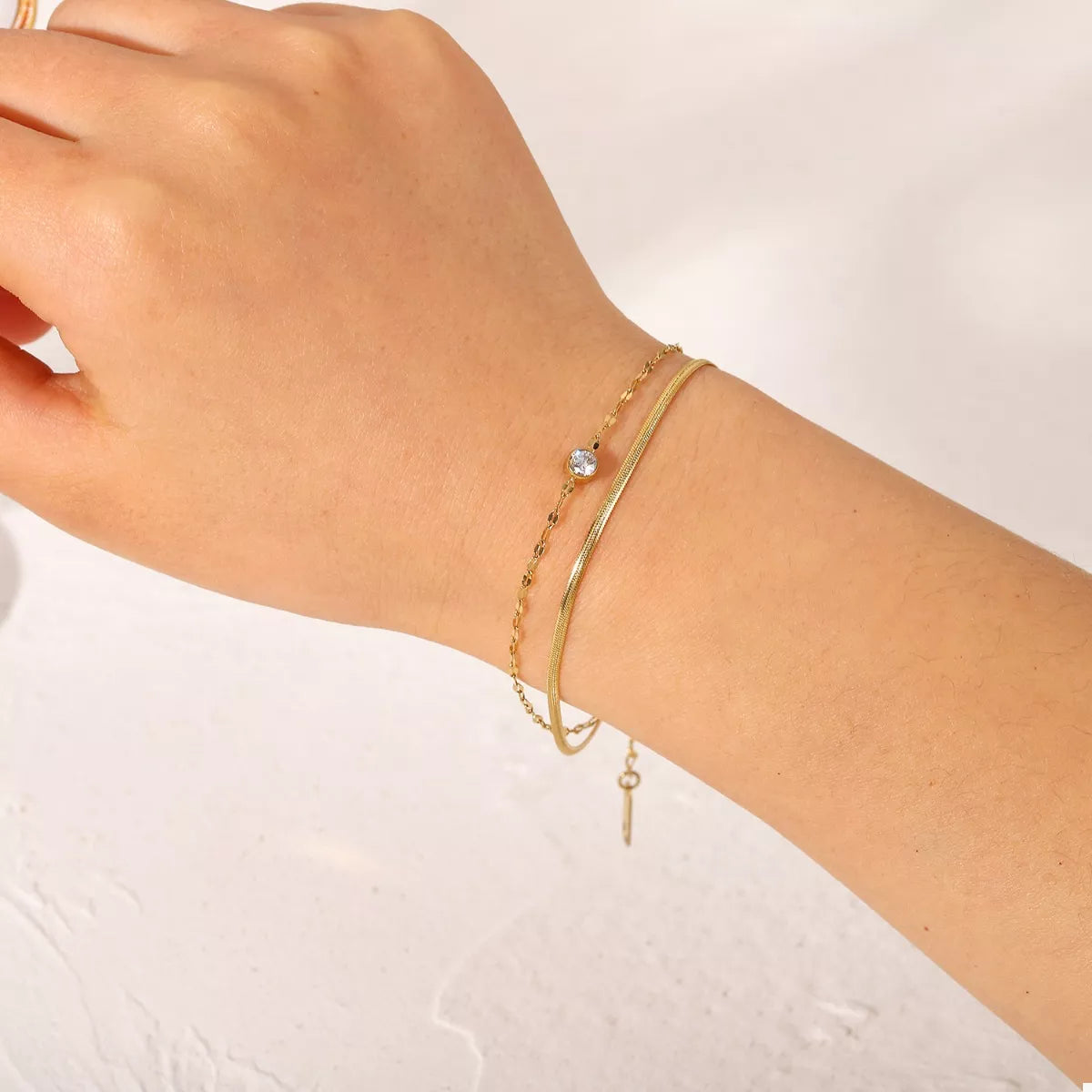18K Gold-Plated Zircon Double Layered Bracelet