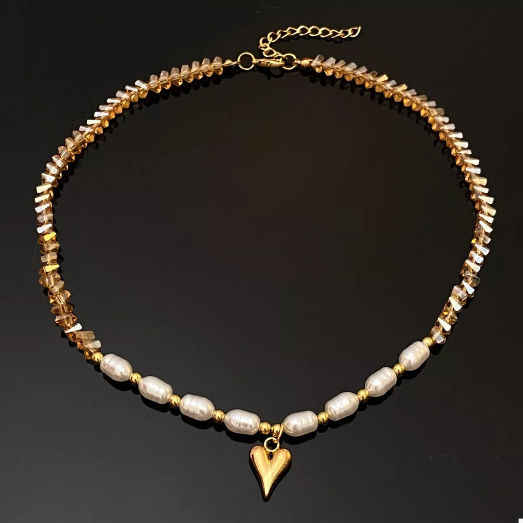 Pearl & Heart Pendant Necklace