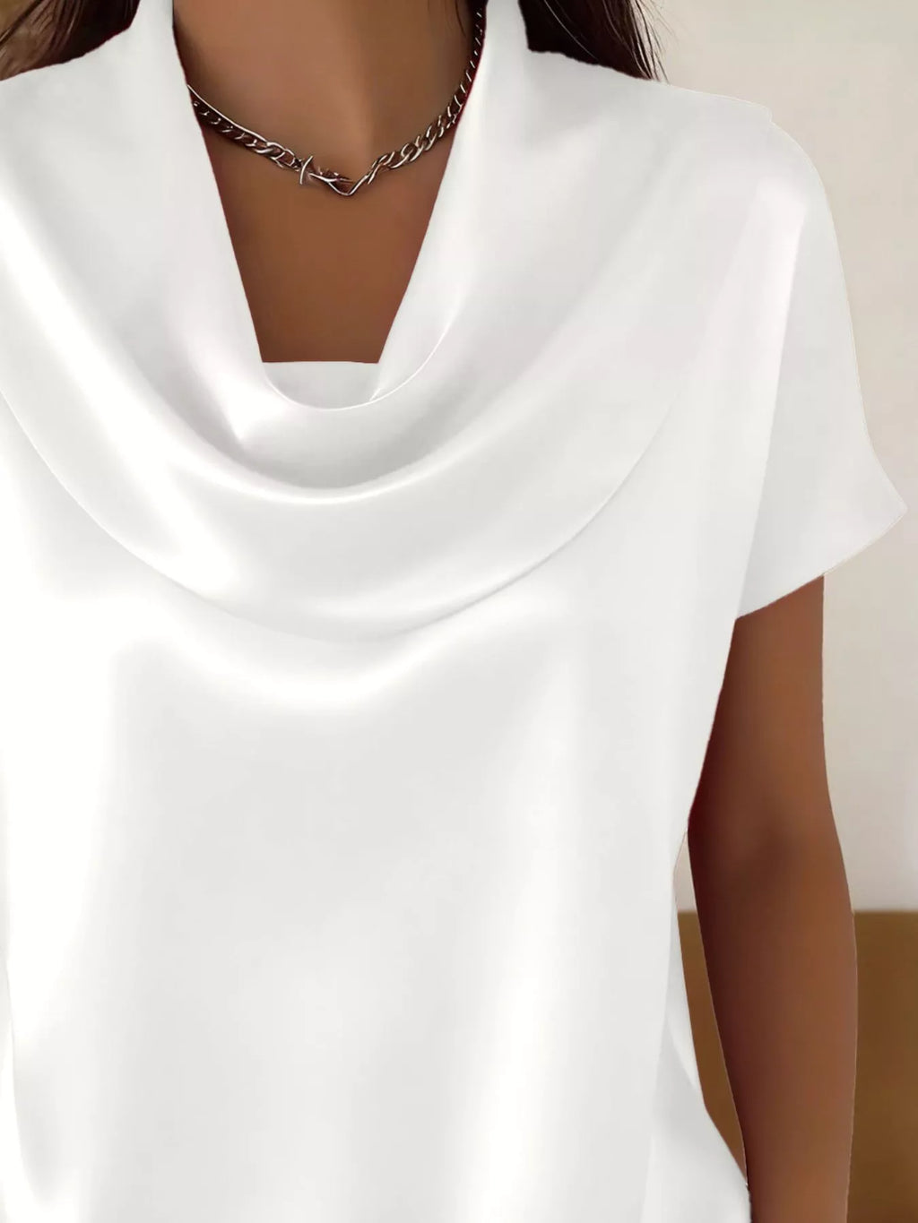 Cowl Neck Short Sleeve Blouse