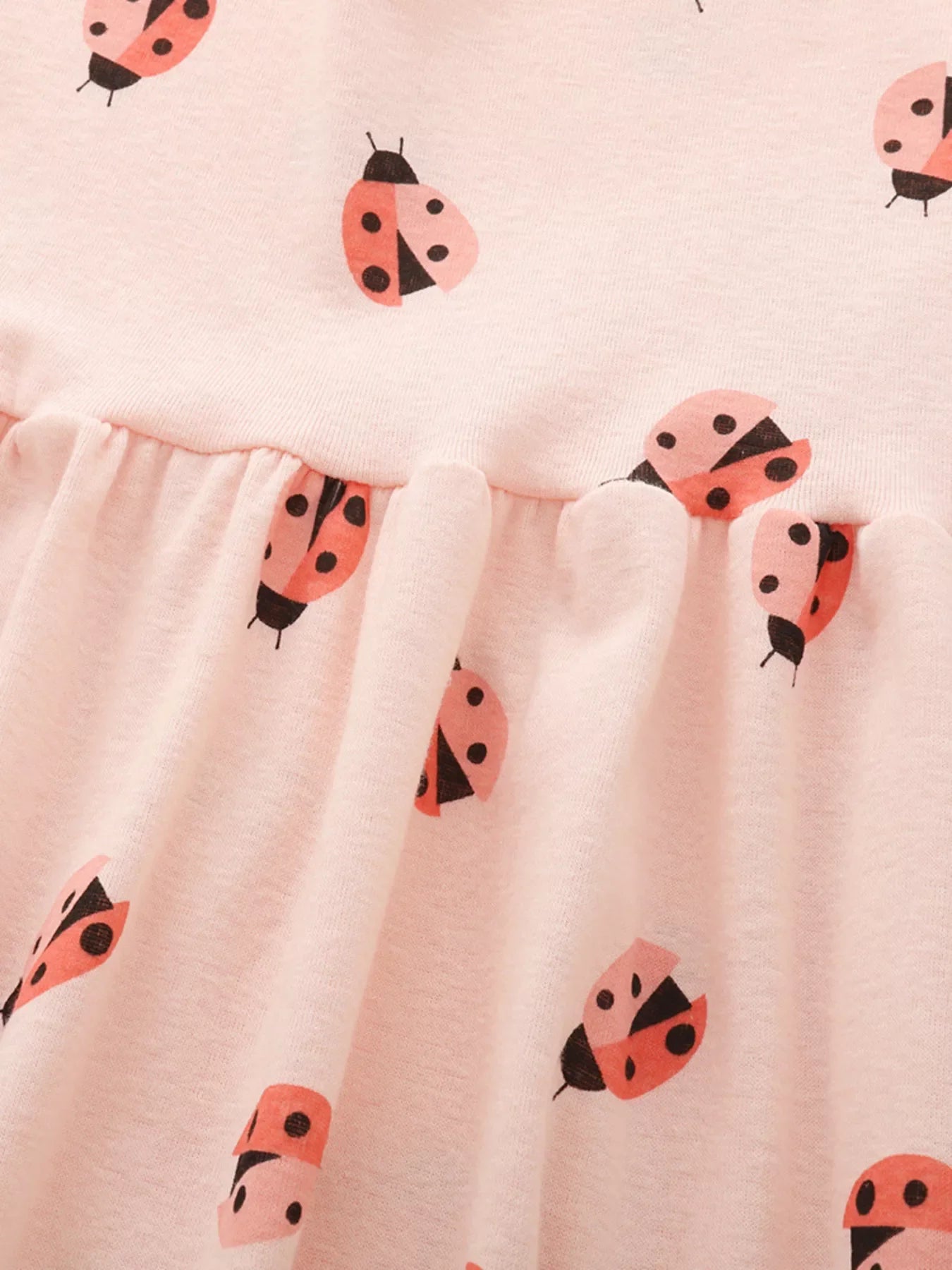 Children's Ladybug Print Ruffle Trim Casual Dress