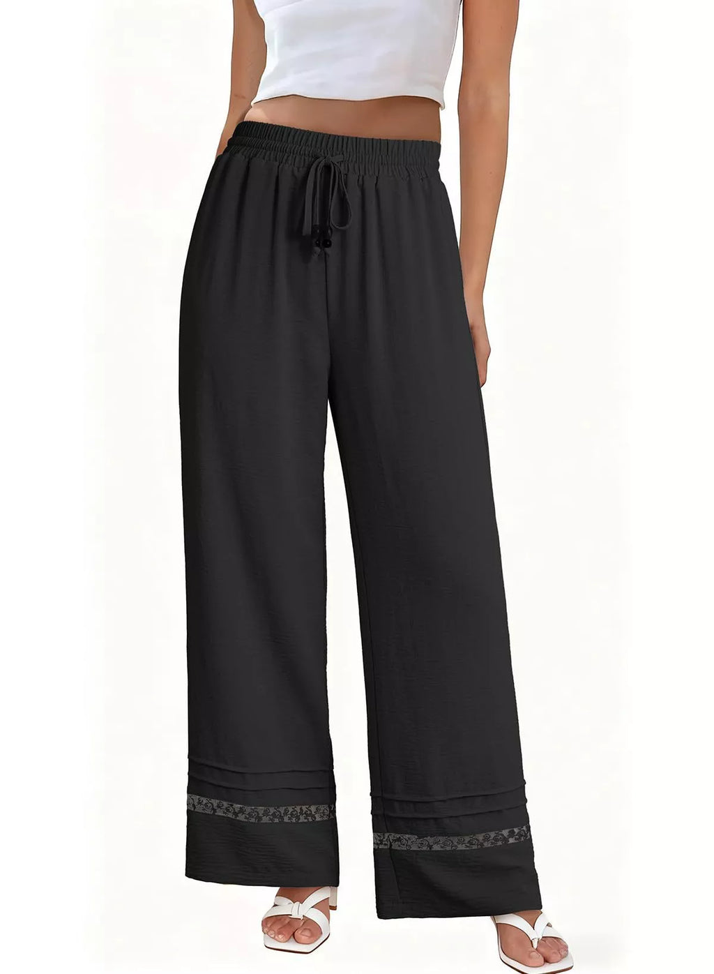 Casual Wide Leg Drawstring Pants