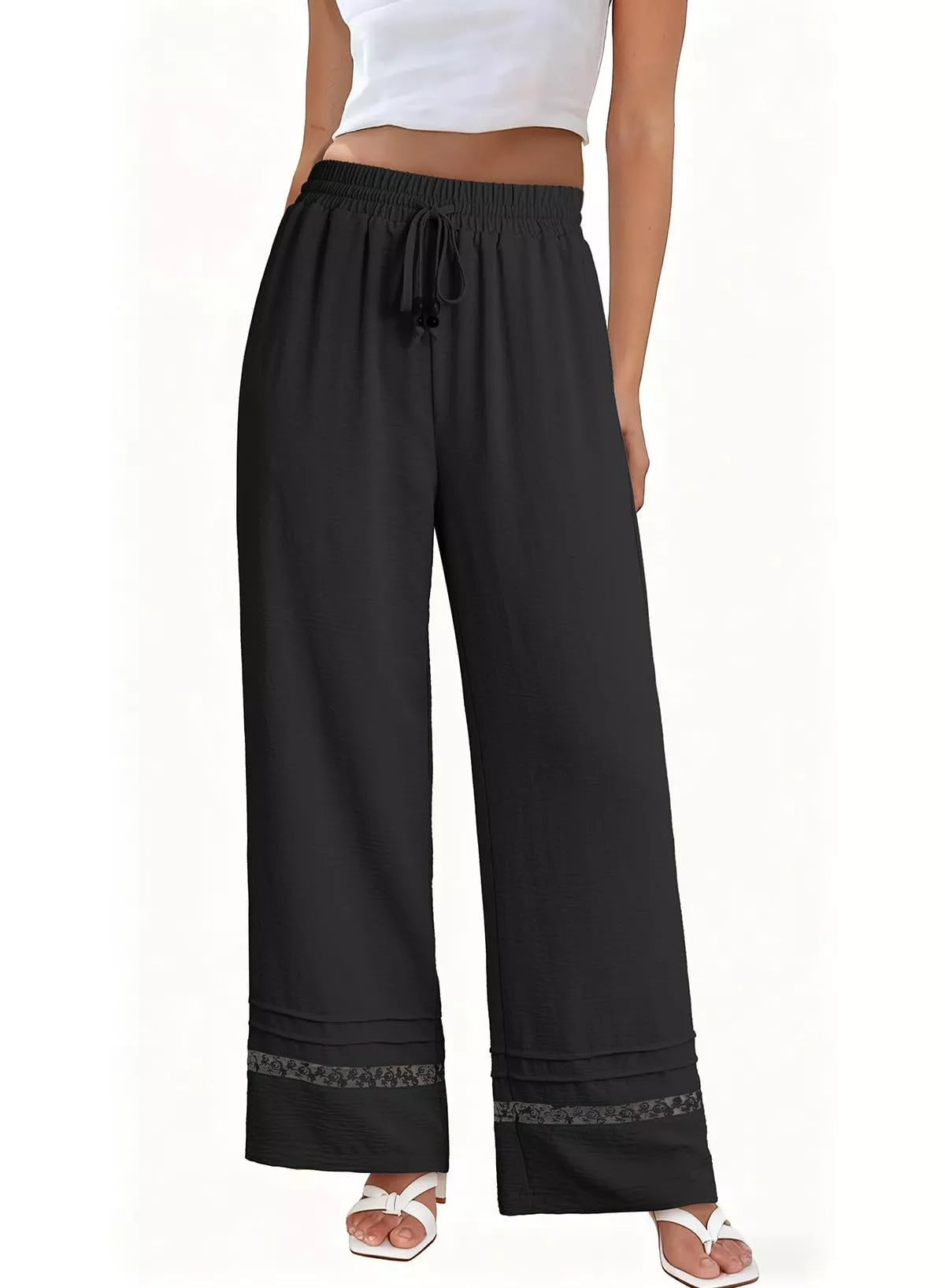 Casual Wide Leg Drawstring Pants