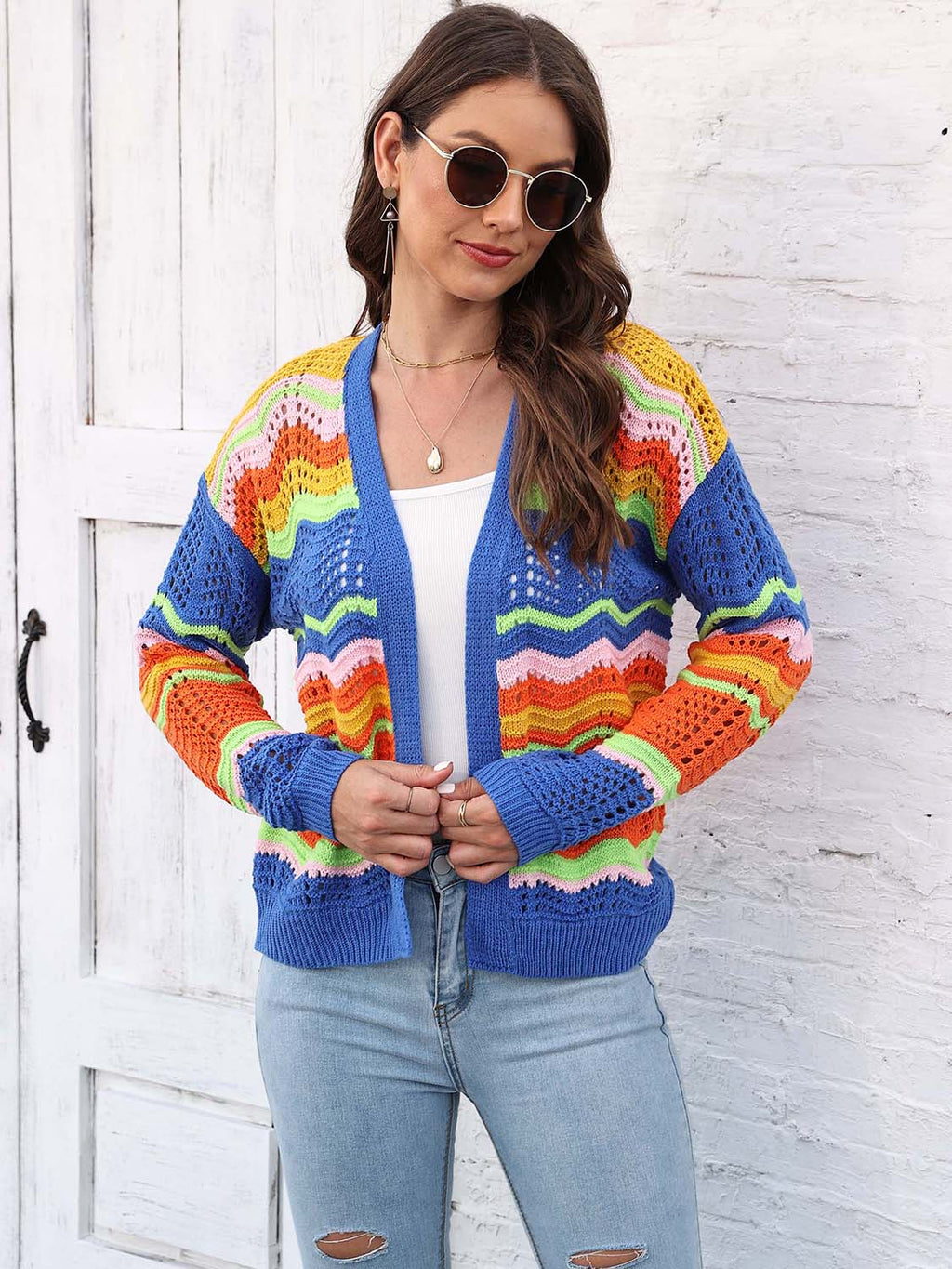 Open Front Openwork Cardigan