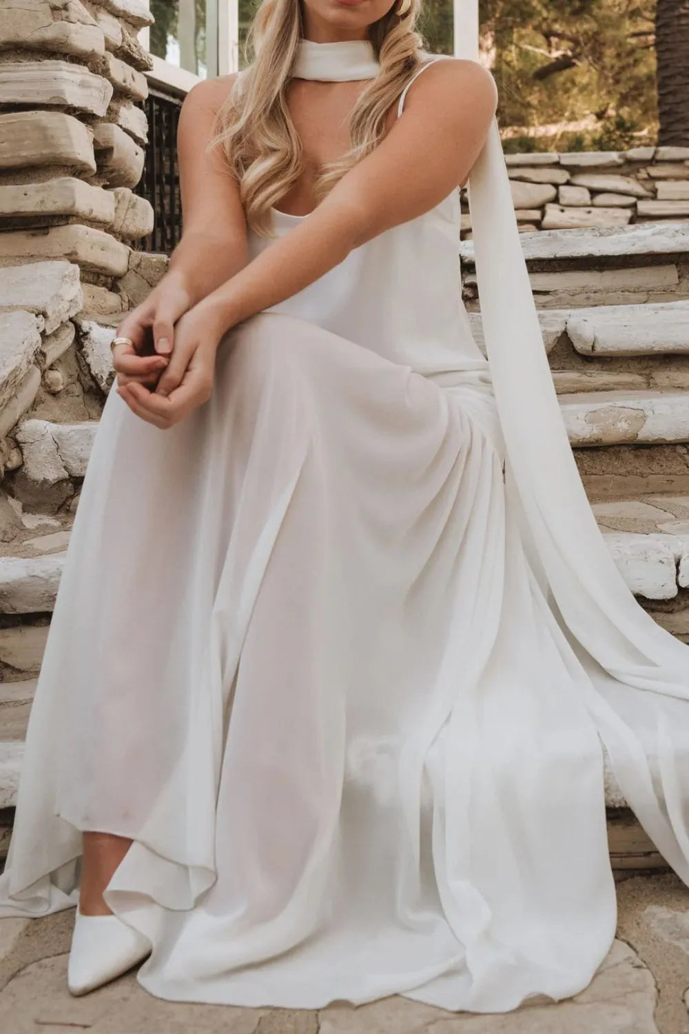 Adjustable Strap Maxi Cami Dress with Scarf