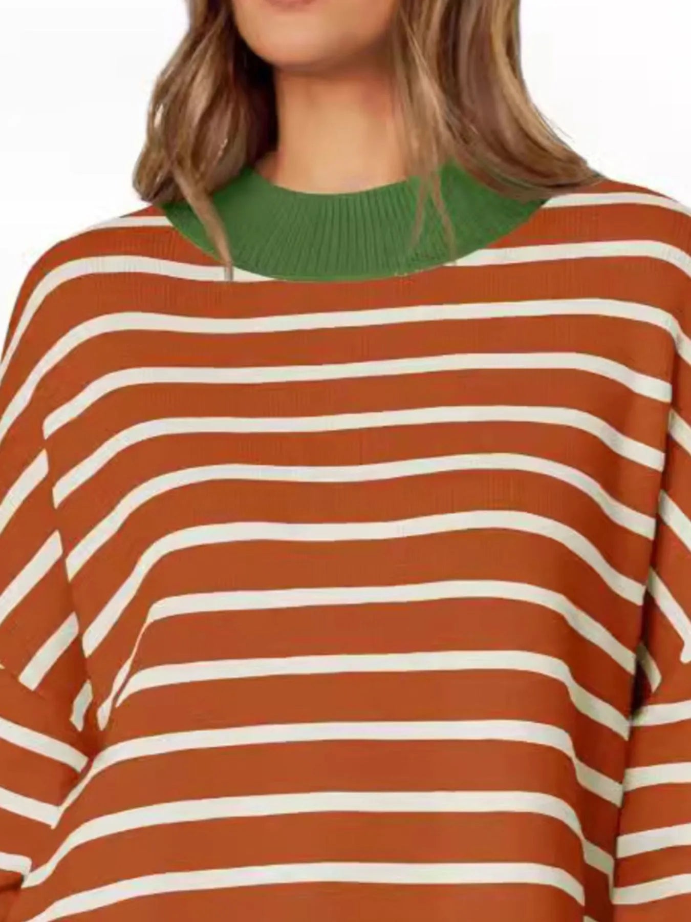 Striped Round Neck Long Sleeve Sweater