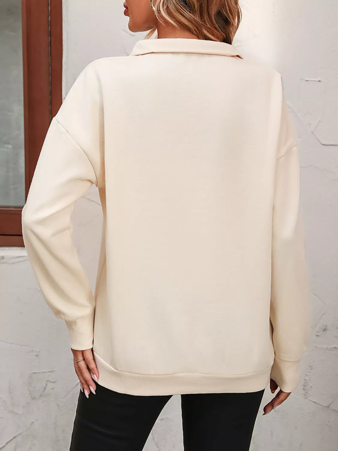Quarter Zip Dropped Shoulder Sweatshirt