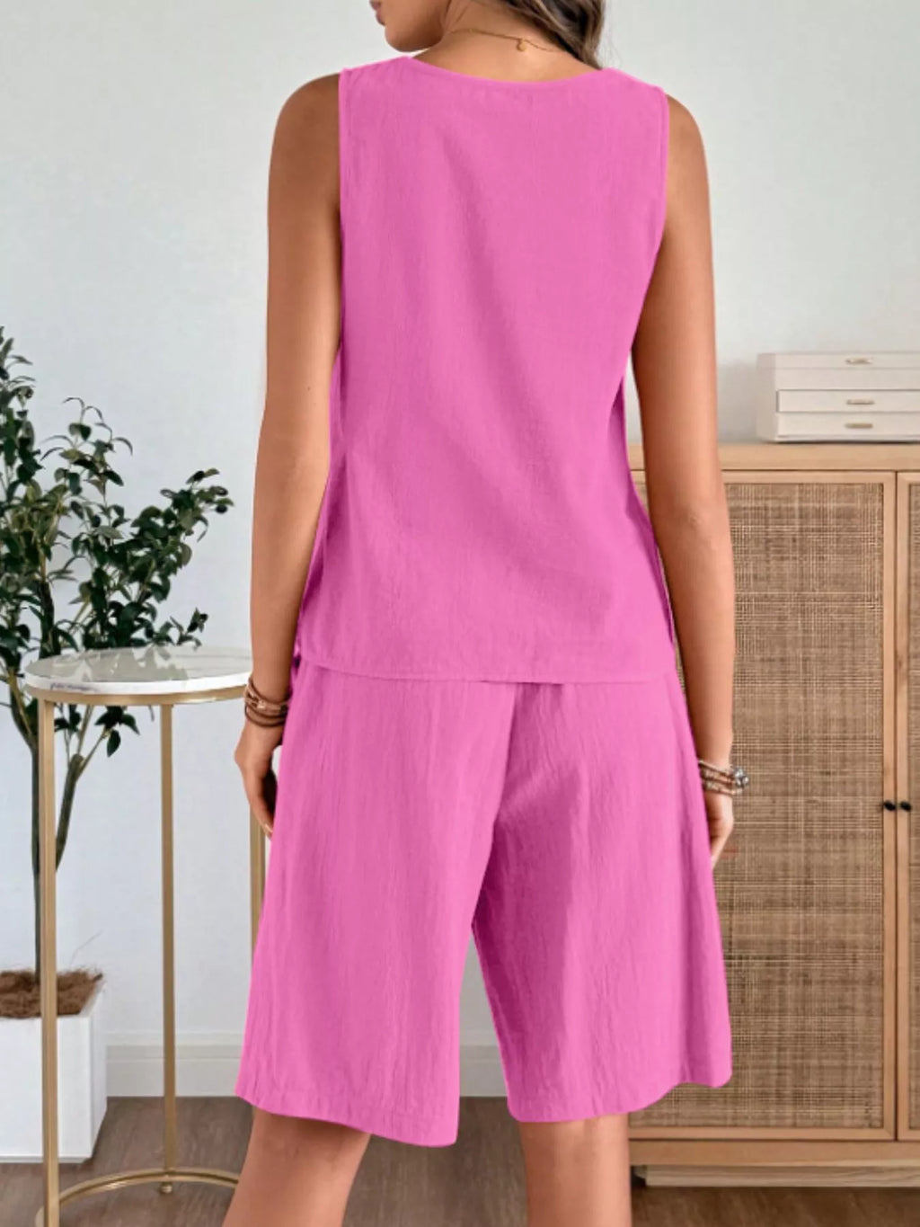Round Neck Tank and Shorts Set