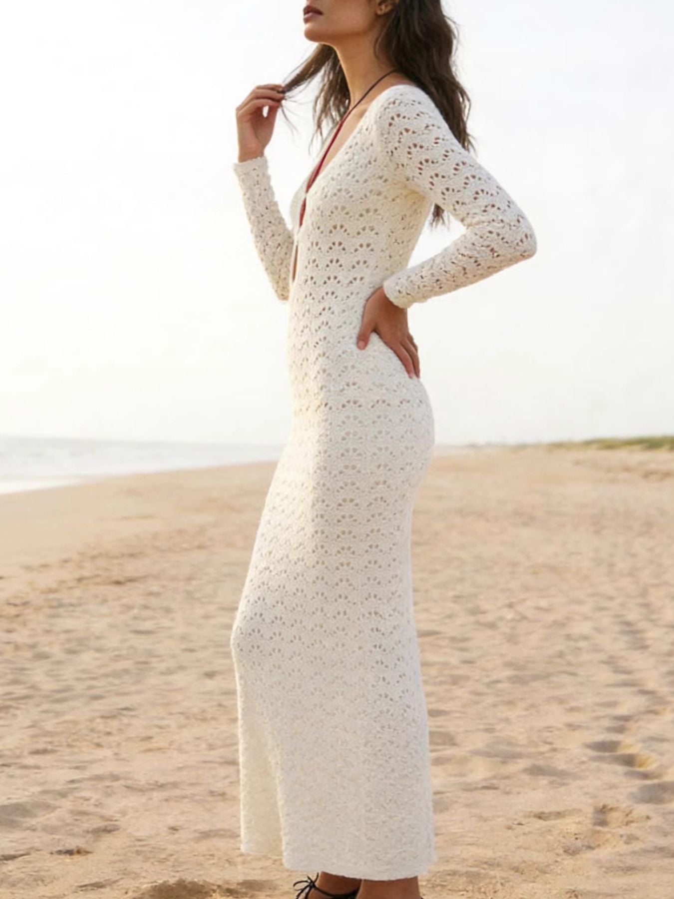 Crochet Knit Cover-Up Dress