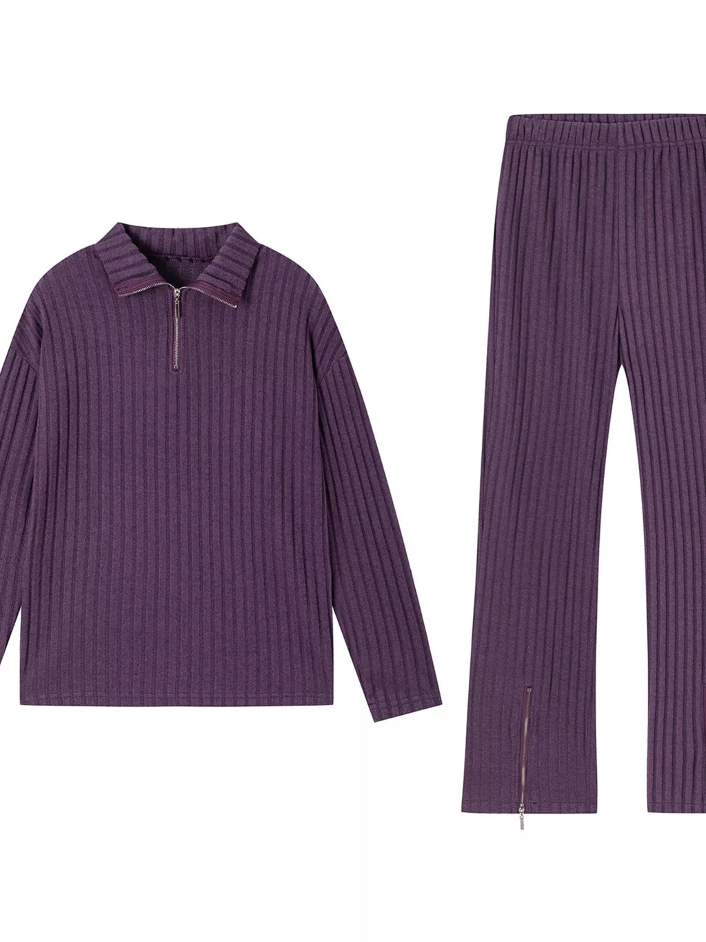 Ribbed Knit Top and Pants Set