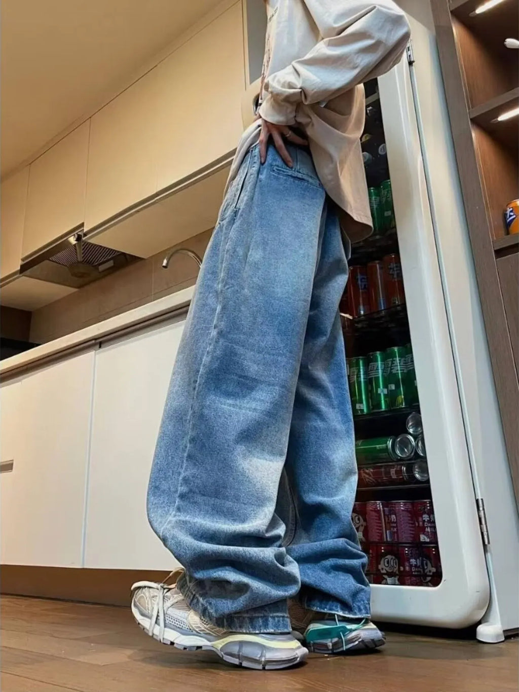 Men's Full Size Wide Leg Washed Jeans Plus Size