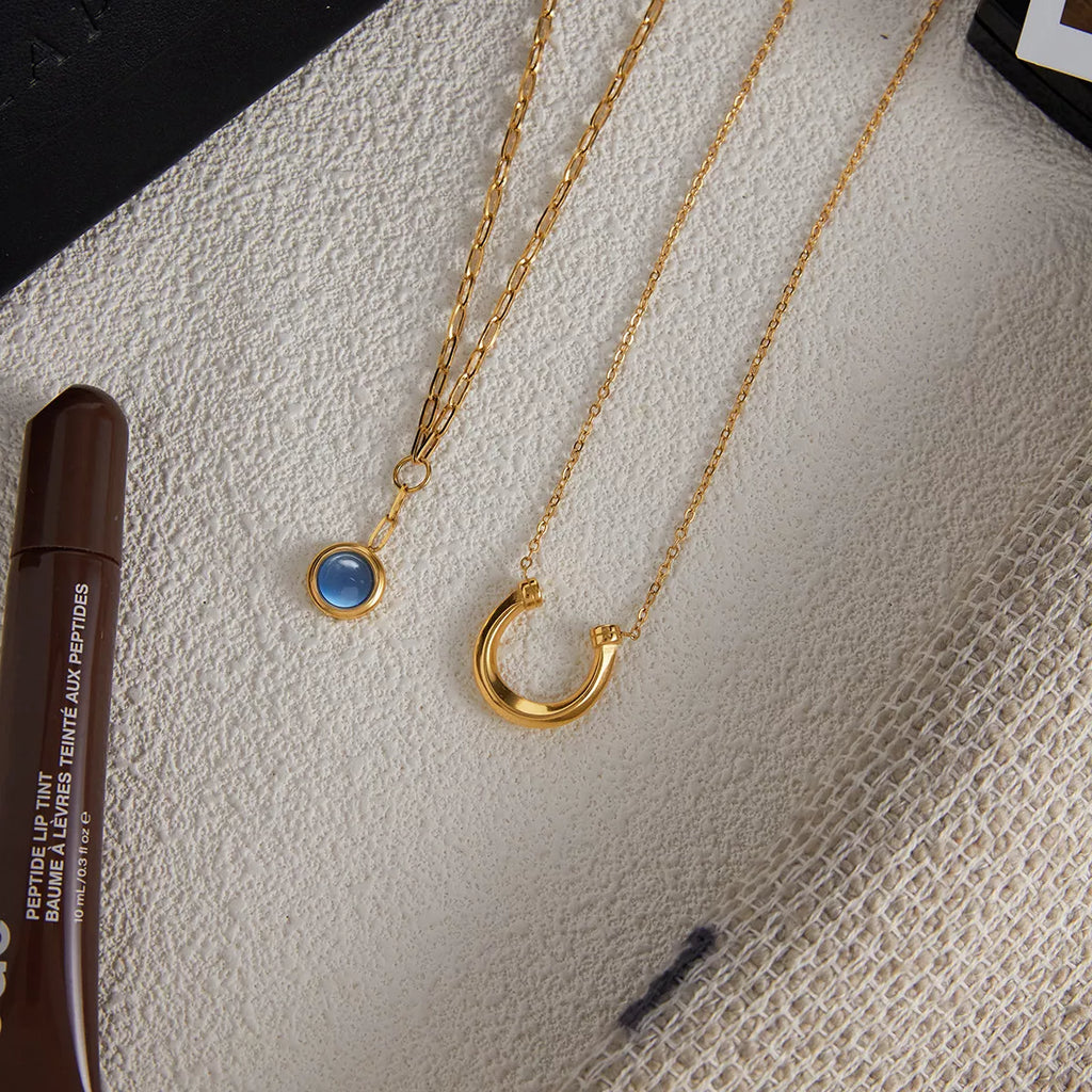 2 Piece 18K Gold-Plated Pendant Necklace