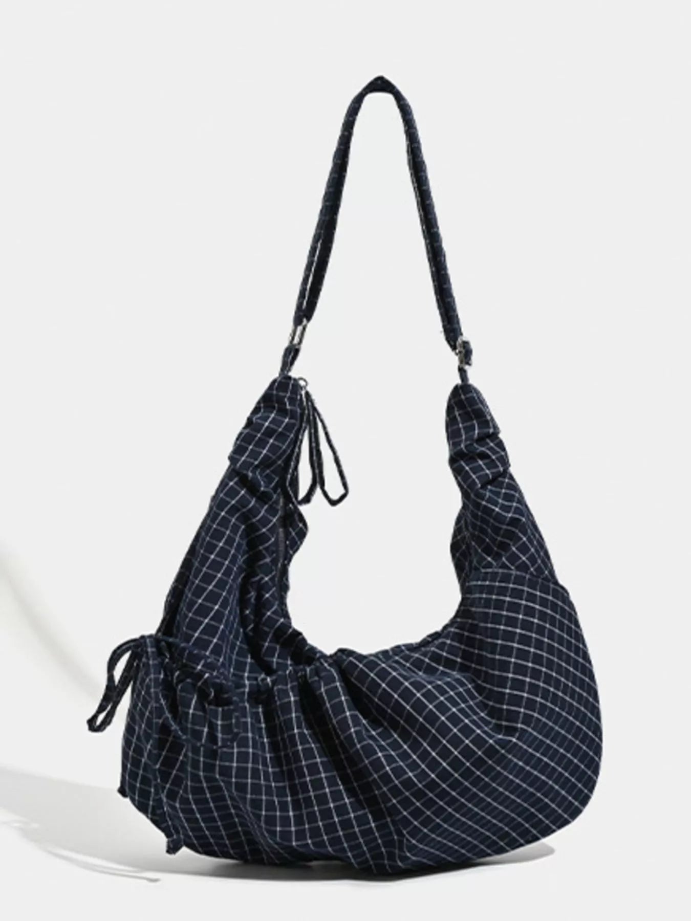 Plaid Pattern Ruched Shoulder Bag