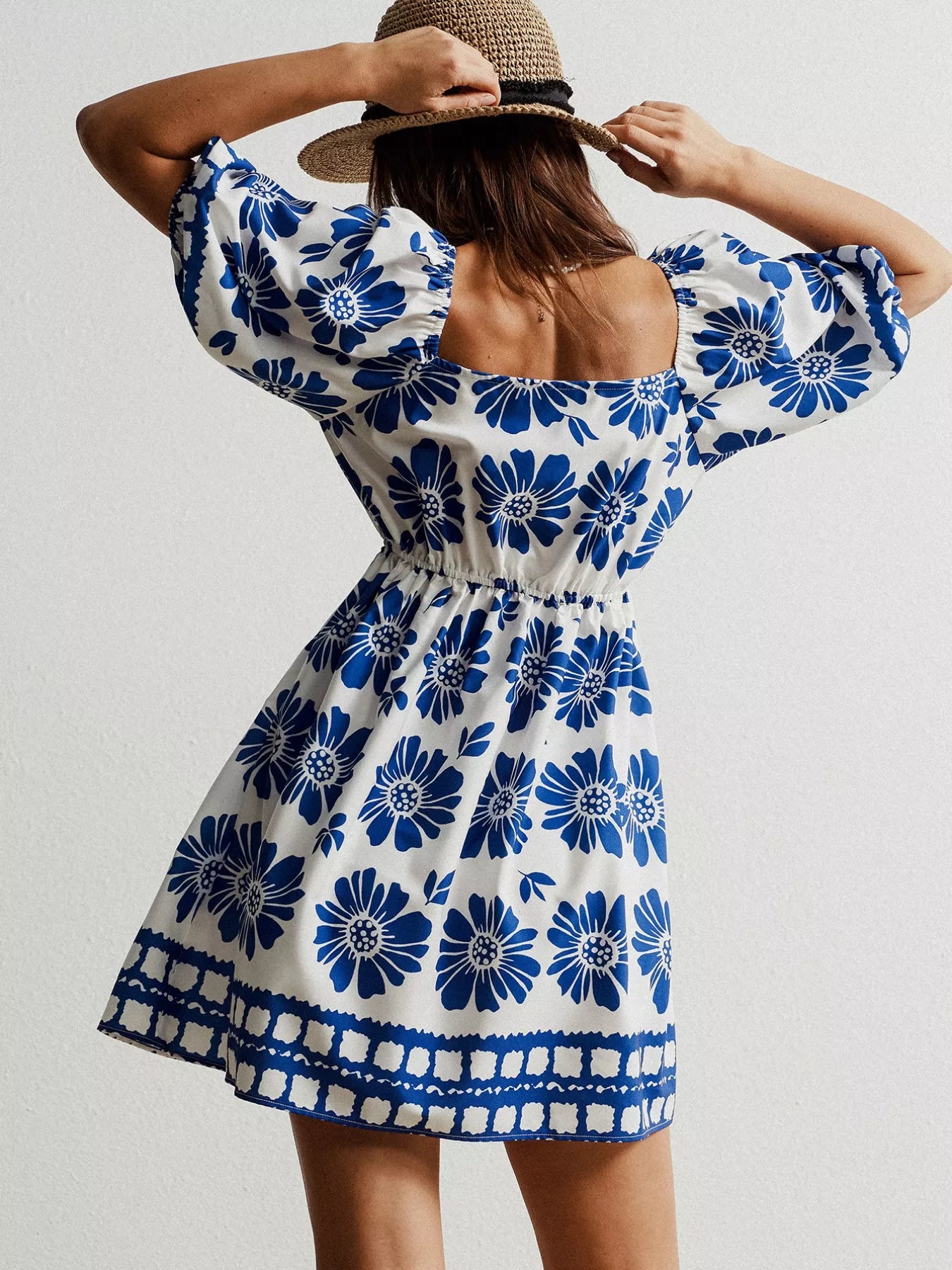 Floral Print Puff Sleeve Mini Dress