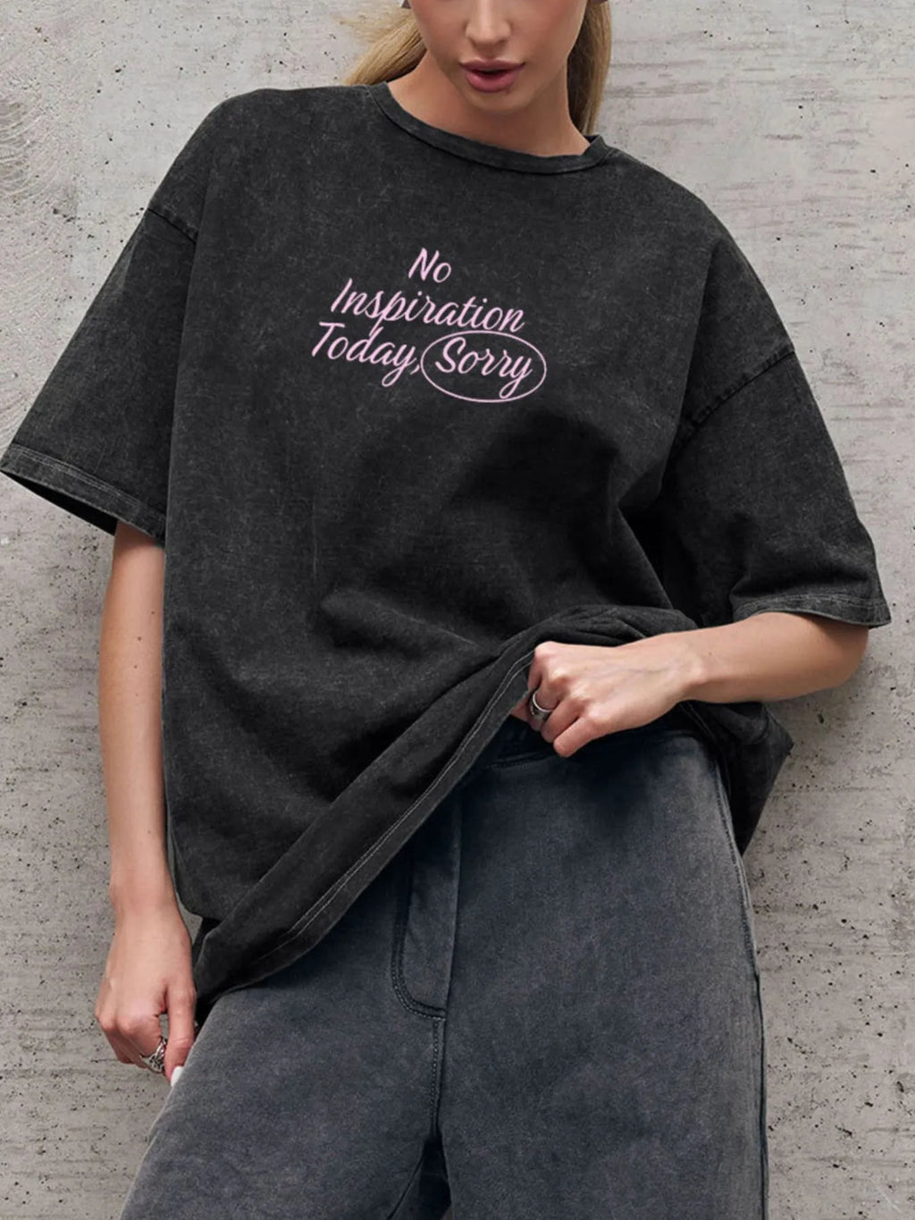 Letter Round Neck Short Sleeve T-Shirt