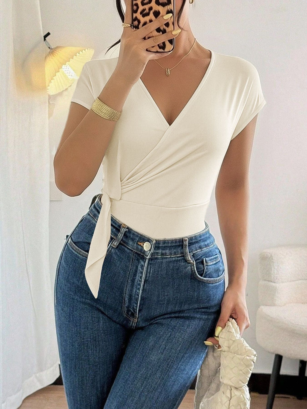 Surplice Cap Sleeve Bodysuit