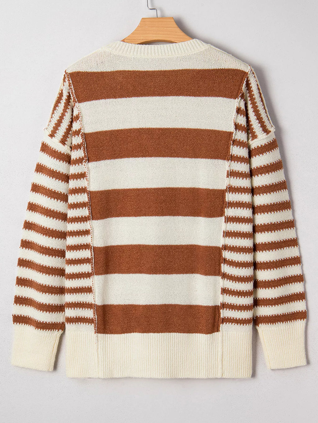 Stripe Drop Shoulder Sleeve Patchwork Baggy Sweater