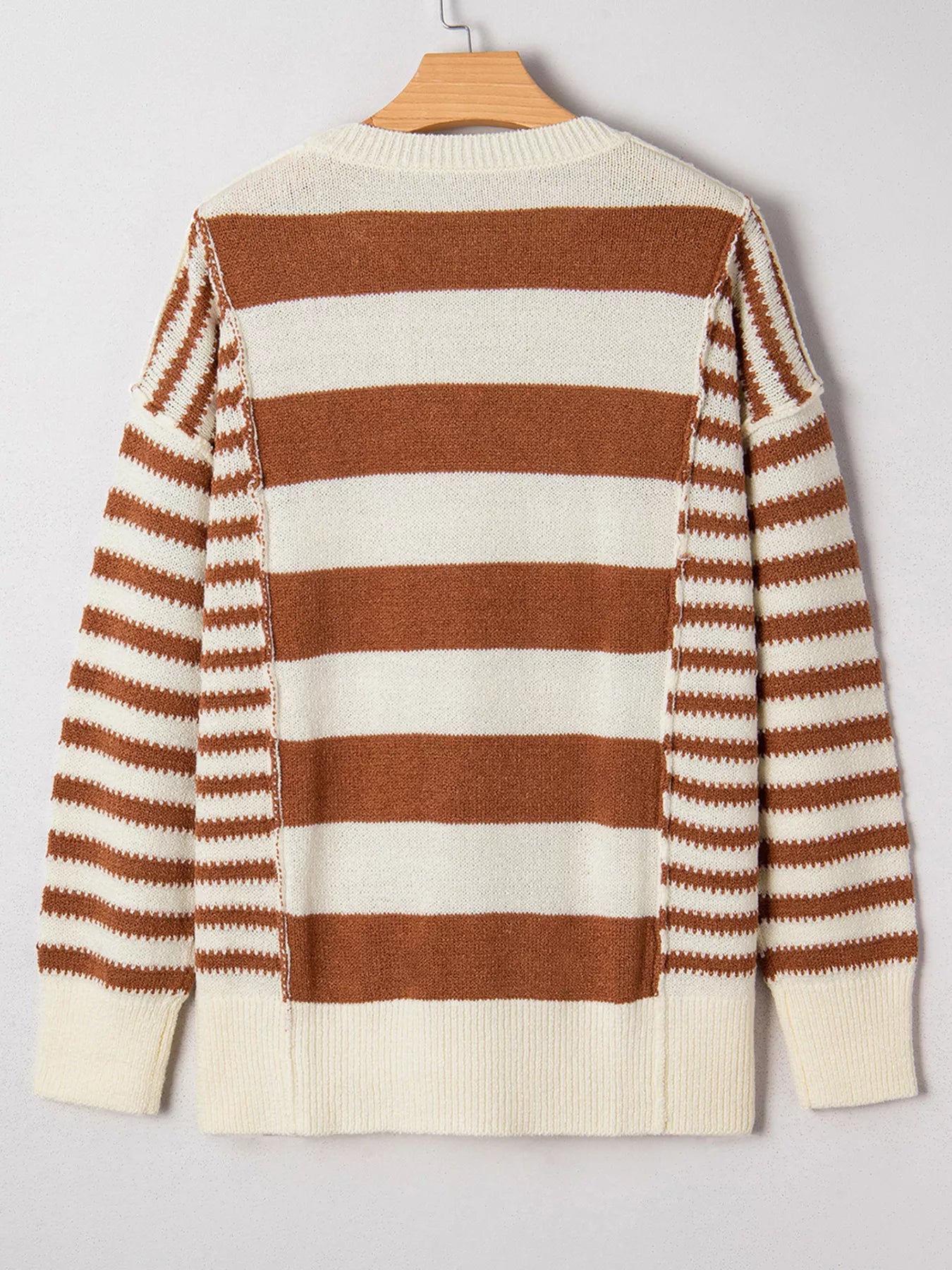Stripe Drop Shoulder Sleeve Patchwork Baggy Sweater