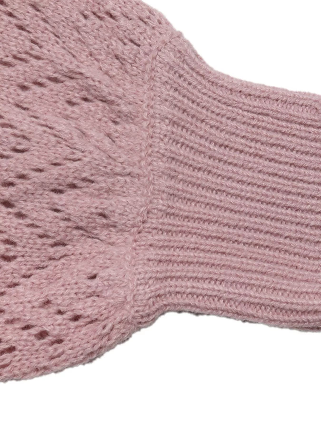 V-Neck Openwork Long Sleeve Sweater