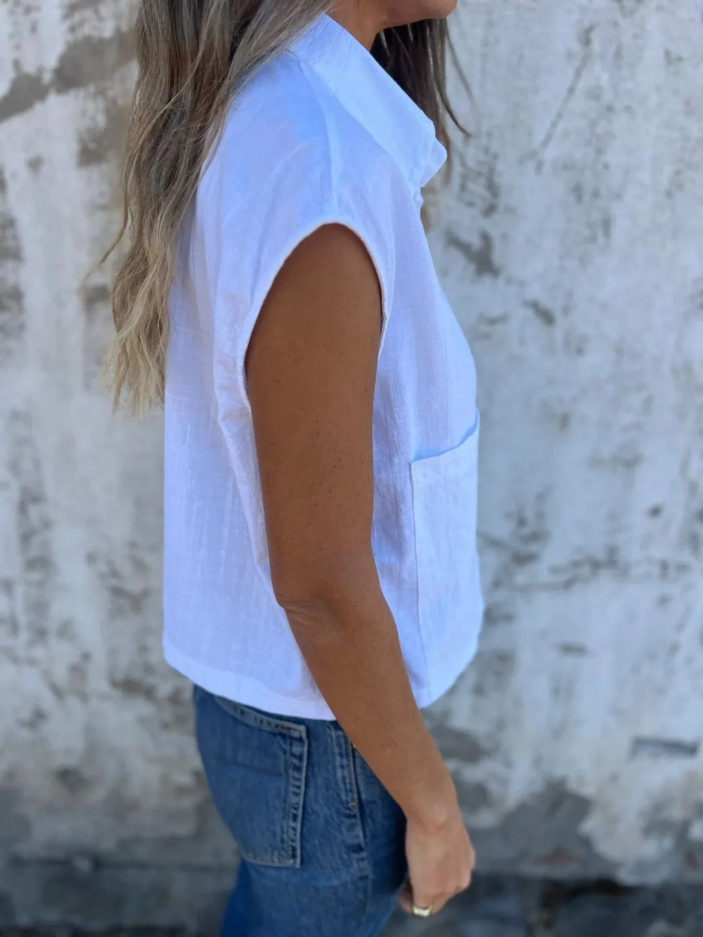 Full Size Textured Button-Front Sleeveless Shirt Plus Size