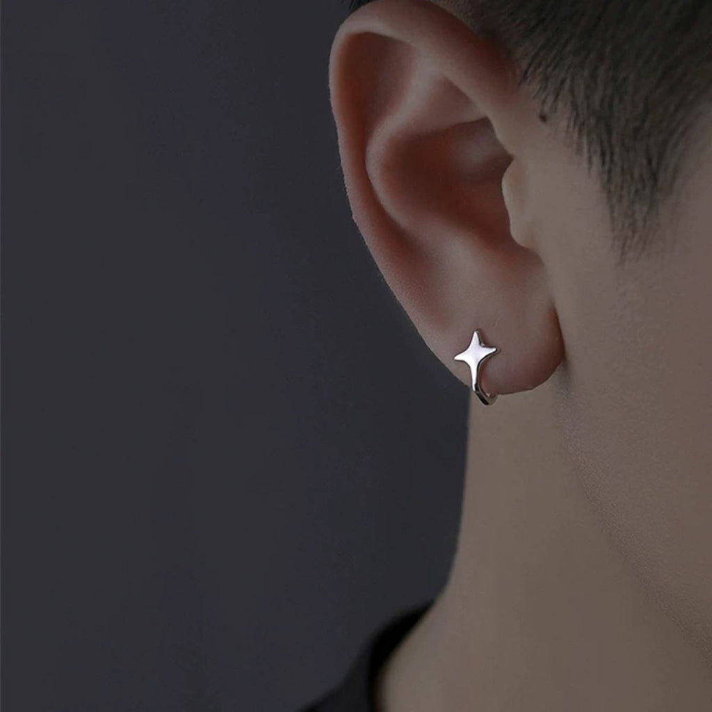 925 Sterling Silver Star Cuff Earrings