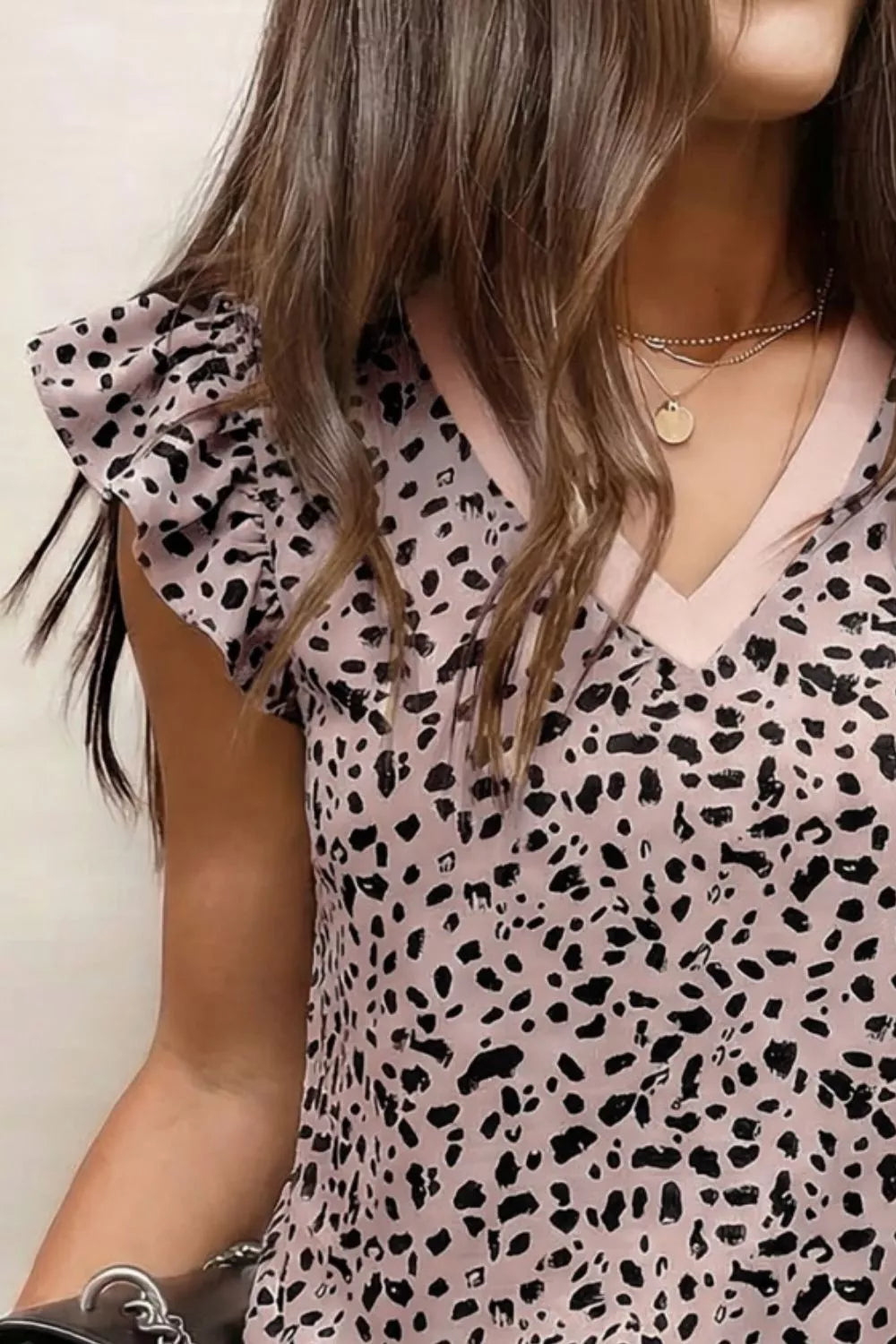 Ruffled Sleeve Leopard Print Blouse