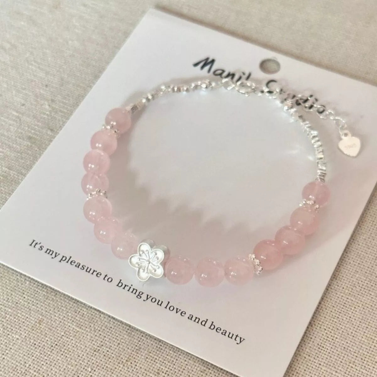 925 Sterling Silver Crystal Bead Flower Bracelet