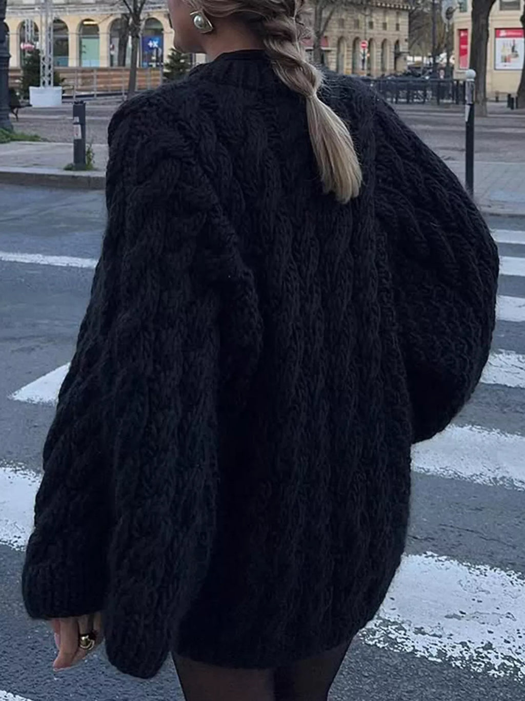 Cable Knit Round Neck Sweater