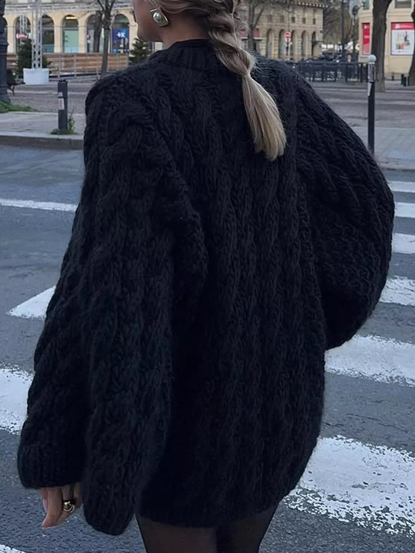 Cable Knit Round Neck Sweater