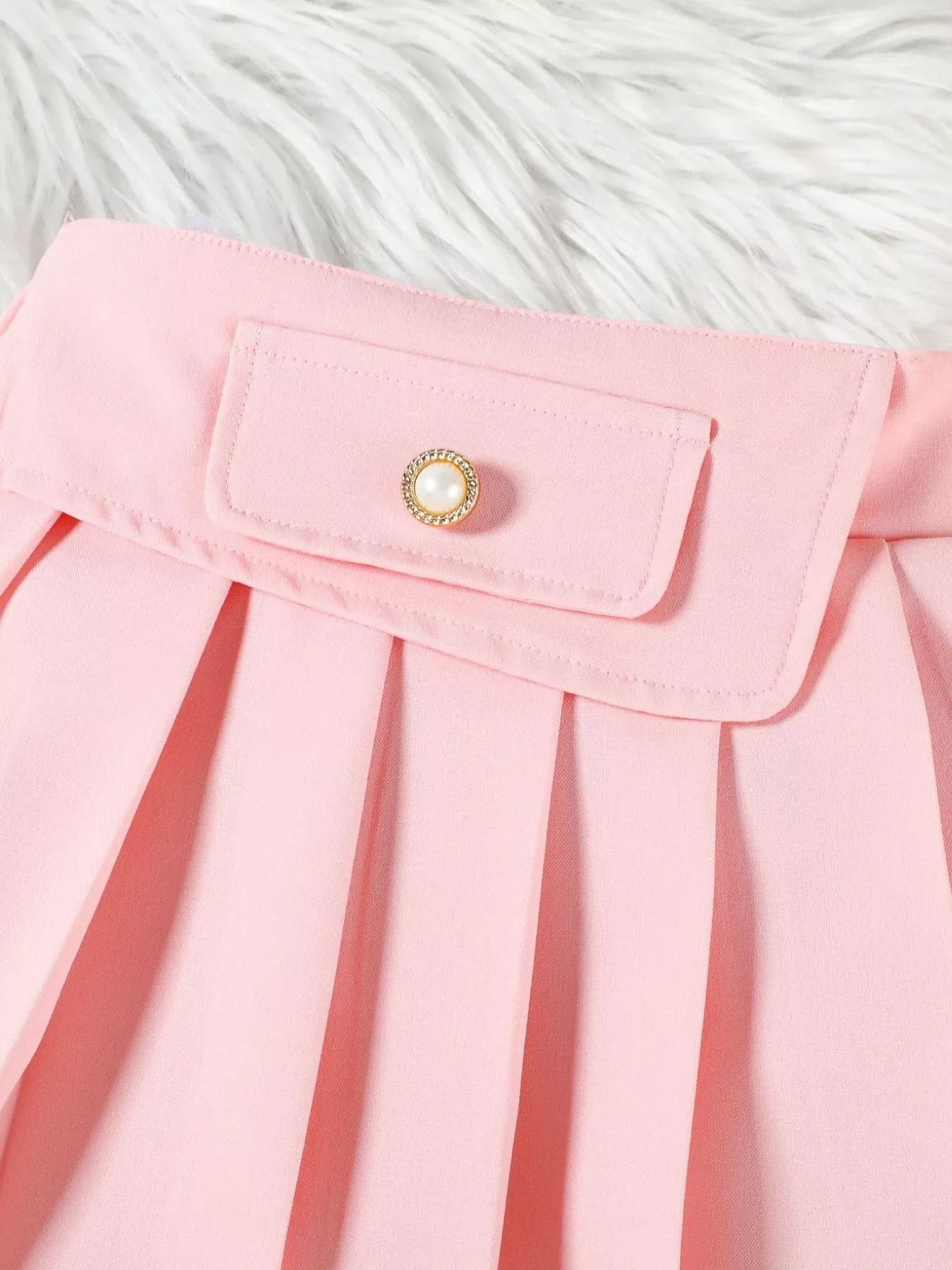 Children's Floral Applique Tank Top & Pleated Skirt Set