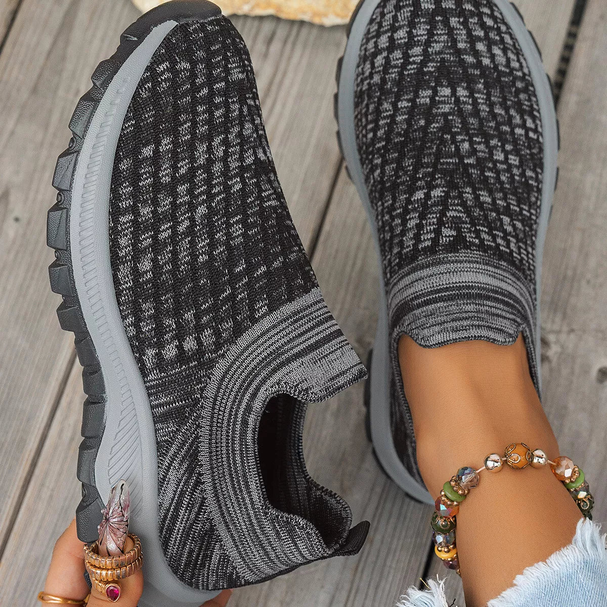 Round Toe Mesh Slip-Ons