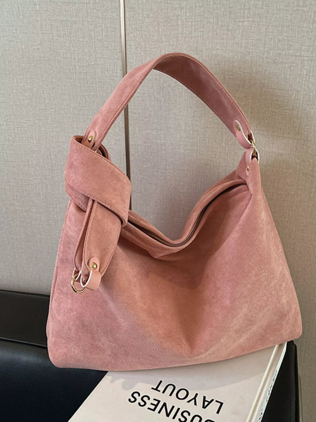 Suede Hobo Shoulder Bag