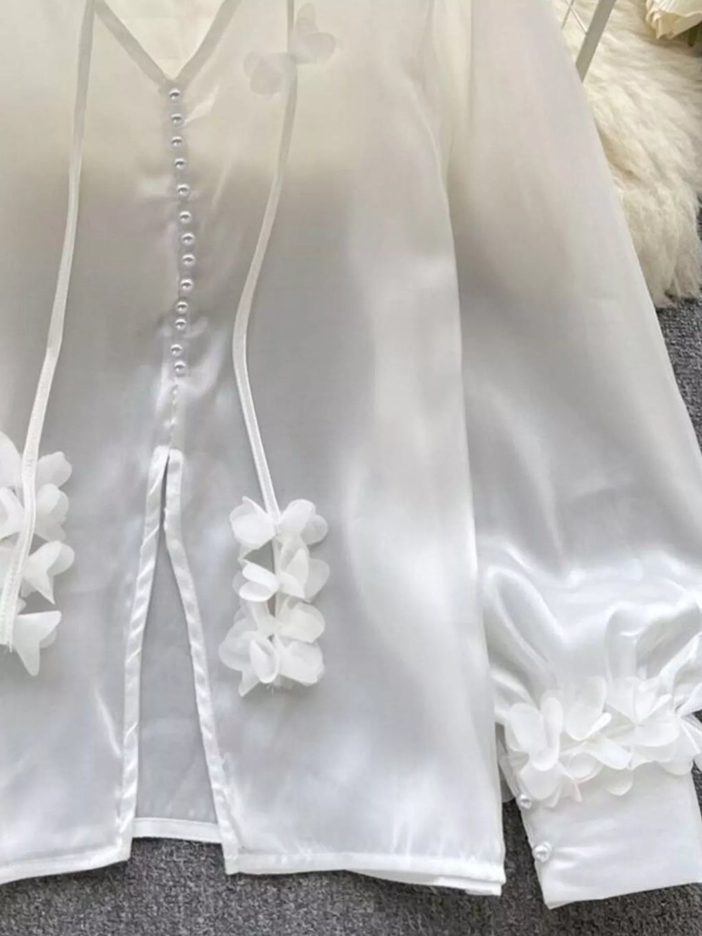 Sheer Floral Embellished Shirt