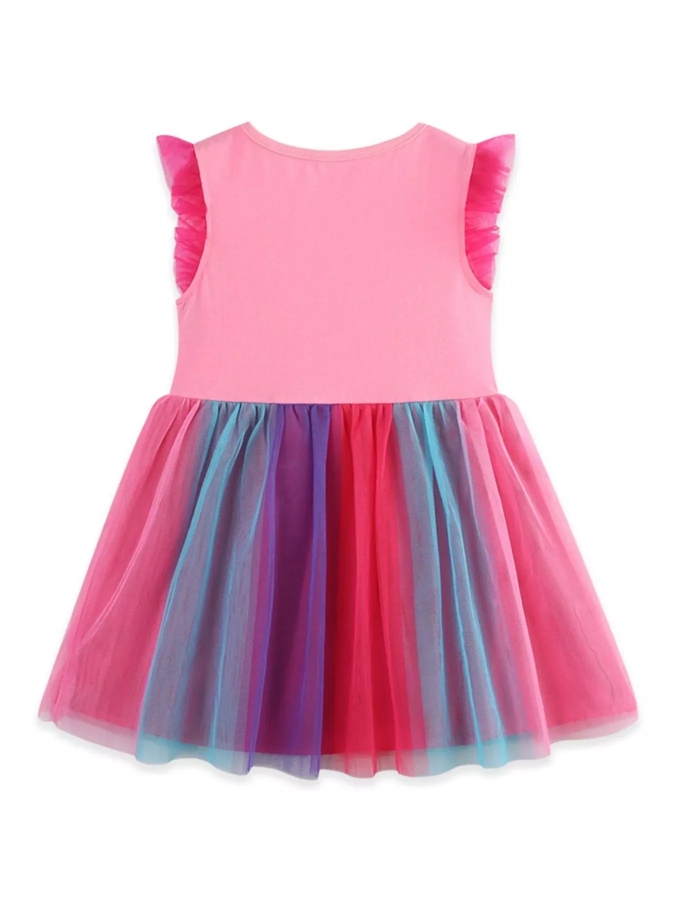 Children's Cupcake Graphic Rainbow Tulle Dress