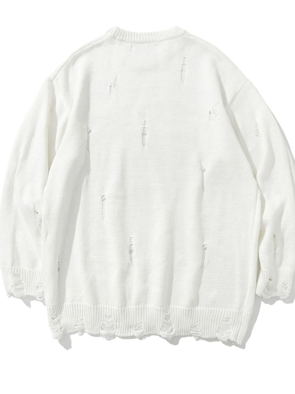 Men's Distressed Round Neck Sweater