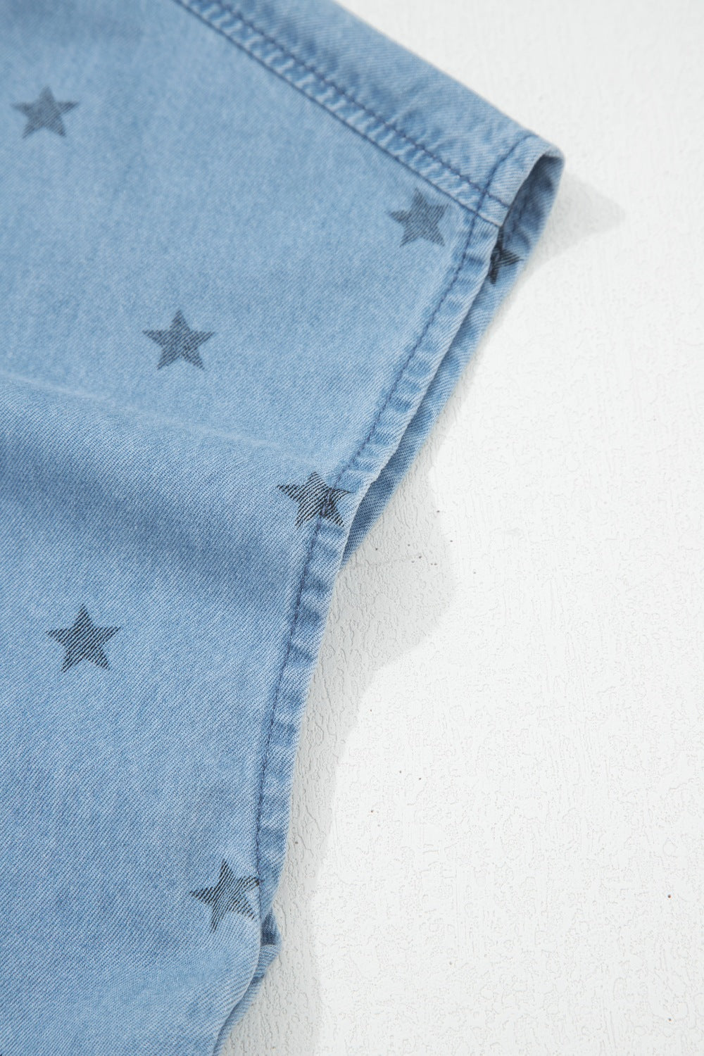 Double Chest Pocket Short Sleeve Denim Shirt